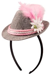 Diadeem Tiroler Hoedje Grijs/Roze