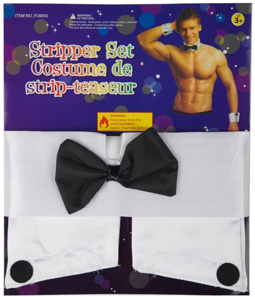 Stripper Set (Kraag met Vlinderstrik+2 Manchetten)