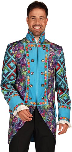 Heren Carnavalsjas Flower Square Turquoise