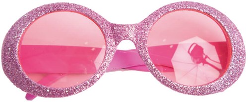 Disco Bril Glitter Ovaal Roze