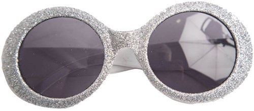 Disco Bril Glitter Ovaal Zilver