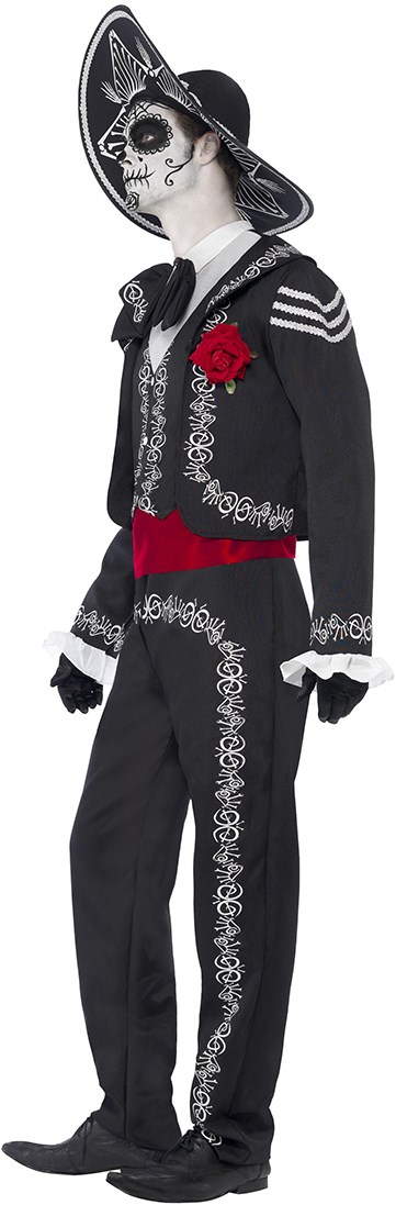 Smiffys Day of the Dead Bandit Costume, Black & White