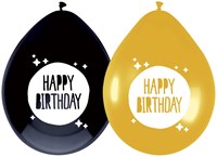 Ballonnen Happy Birthday Festive Gold 30cm - 6st.