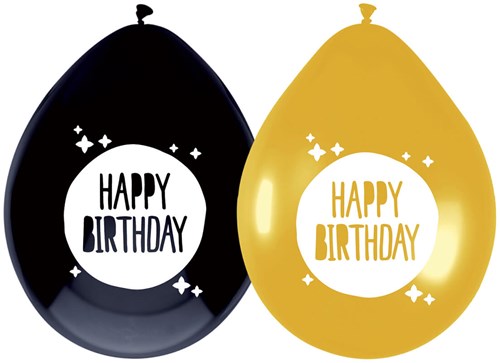 Ballonnen Happy Birthday Festive Gold 30cm - 6st.