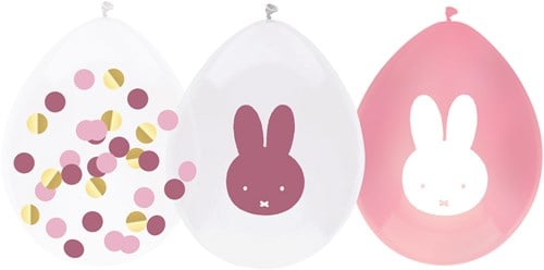 Ballonnen Nijntje Baby Meisje Roze-Goud (5st)