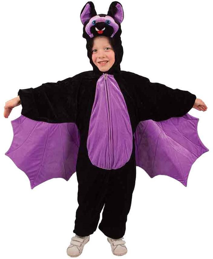Vleermuis kostuum kinderen, unisex Halloween kostuum vleermuis glow in the dark met tatoeage & handschoenen, 3-11 jaar kostuum kinderen jongens meisjes Halloween vleermuispakken carnaval kostuums (M