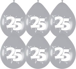 Ballonnen 25 Zilver 6st.