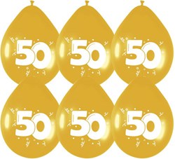Ballonnen 50 Goud 6st.