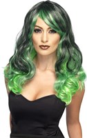 Heksenpruik Ombre Groen-Zwart