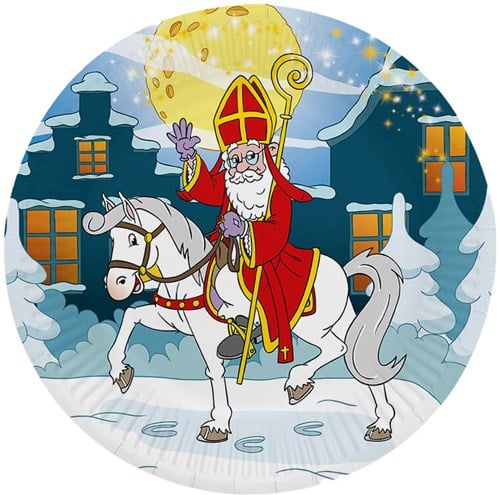 Sinterklaas Bordjes Maneschijn Papier 23cm - 8st.