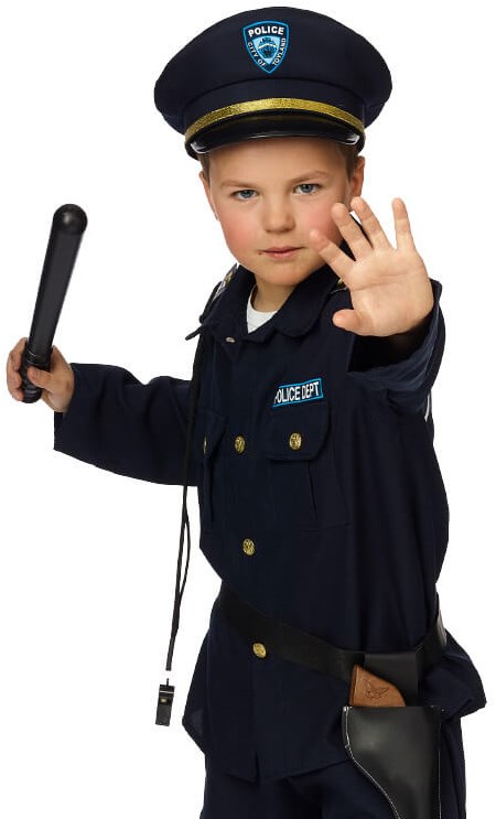Politiepak met pet voor kinderen (detail)