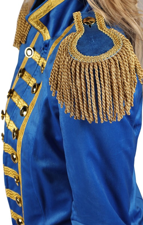 Carnavalsjas Dames Blauw-Goud (epauletten)