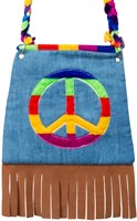 Tasje Hippie Peace Denim met Franjes (detail)