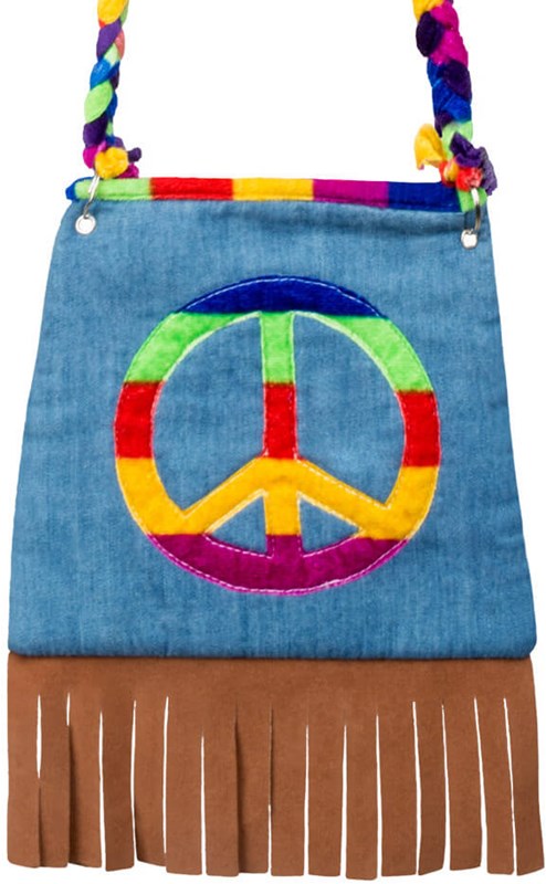Tasje Hippie Peace Denim met Franjes (detail)