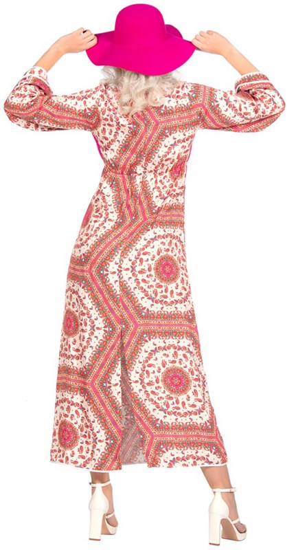 Hippie Jurk Long Boho Pink (achterkant)