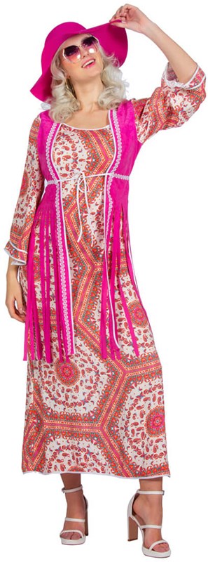 Hippie Jurk Long Boho Pink