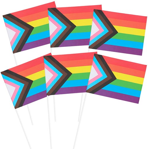Zwaaivlag Op Stok Regenboog Progress 6st - 20x14cm