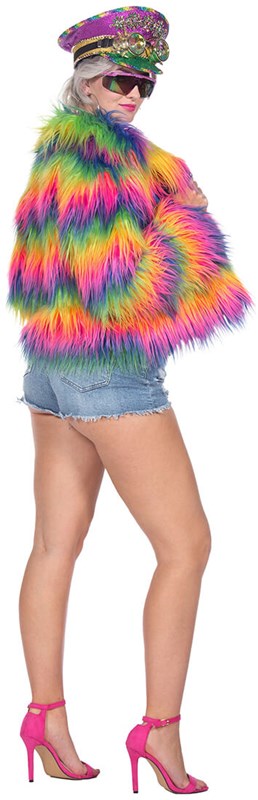 Regenboog Bontjas Dames (zijkant)