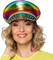 Regenboog Pet Metallic Studs & Diamants (voorbeeld vrouw)