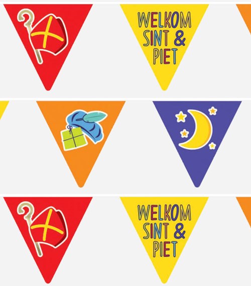 Vlaggenlijn Welkom Sint & Piet - 6m