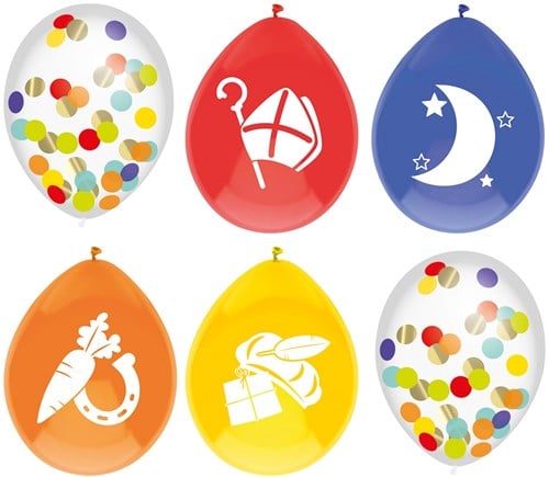 Ballonnen Sinterklaas Mix 30cm - 6st