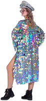 Festival Pailletten Jas Holographic Lang (zijkant)