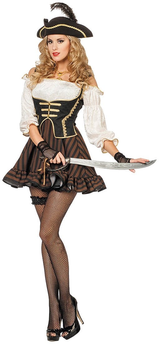 Piraten Jurkje Bruin-Zwart voor dames Kopen?