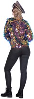 Pailletten Jas Holographic Blauw-Goud Kort (achterkant)