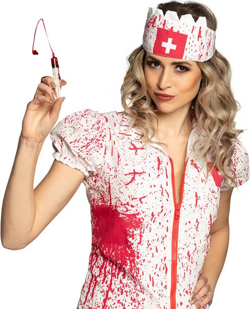 Halloween Verpleegster Injectiespuit Met Bloed (voorbeeld)