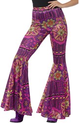 Hippie Broek Dames Flower Power Purple