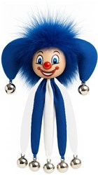 Clown Broche August Blauw-Wit