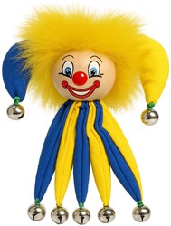 Clown Broche August Blauw-Geel