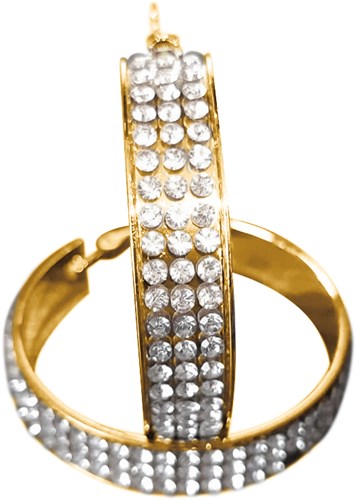 Gouden Oorbellen met Witte Strass (4cm)