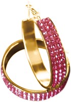Gouden Oorbellen met Roze Strass (4cm)