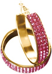 Gouden Oorbellen met Roze Strass (4cm)