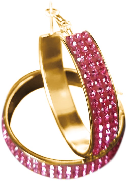 Gouden Oorbellen met Roze Strass (4cm)