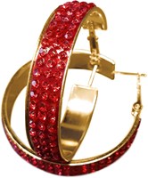 Gouden Oorbellen met Rode Strass (4cm)