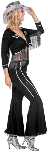 Glamorous Western Outfit Dames Zwart Cowgirl (zijkant)