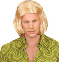 Foute Herenpruik Halflang Blond met Snor (2)