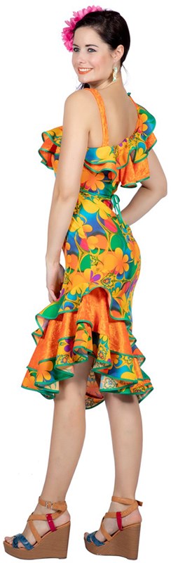 Jurk Hawaii Orange Flowers voor dames (zijkant)