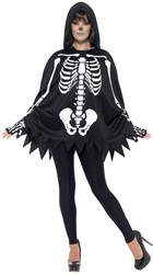 Poncho Skelet met Capuchon en Handschoenen