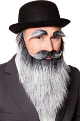 Opa Baard met Snor en Wenkbrauwen Grijs-Zwart