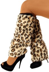 Beenwarmers Pluche met Panterprint 2st.
