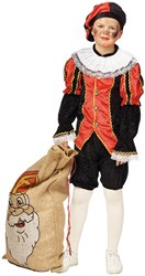 Zwarte Piet Kind Luxe Zwart/Rood