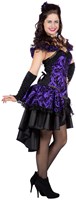 Damesjurk Burlesque Bordeaux Paars/Zwart  (zijkant)