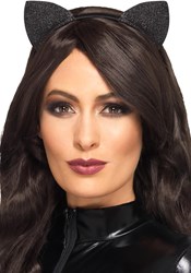 Kattenoortjes Haarband Zwart Glitter