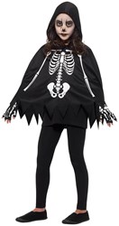 Kinder Poncho Skelet met Capuchon en Handschoenen