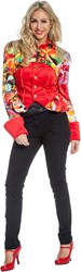 Damesjas Rood met Bloemen Bolero 