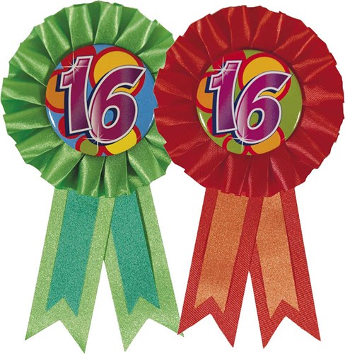 Rozet 16 Jaar Assorti