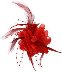 Bloemenbroche Rood met pareltjes